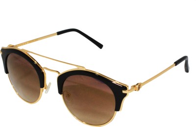 TOMMY HILFIGER Oval Sunglasses(For Men & Women, Golden, Brown)