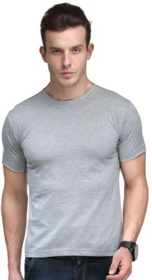 Scottish Solid Men Round Neck Grey T-Shirt