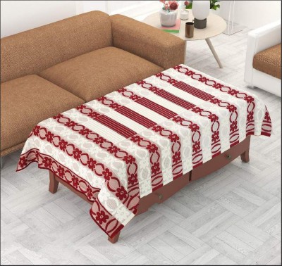 Dakshya Industries Self Design 4 Seater Table Cover(Red, Cream, Cotton)