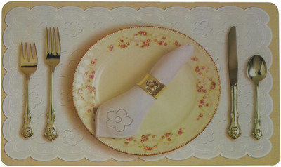 DPA Collection Rectangular Pack of 6 Table Placemat(Beige, PVC)