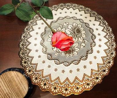DPA Collection Round Pack of 6 Table Placemat(Gold, PVC)
