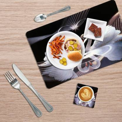 Castle Decor Rectangular Pack of 6 Table Placemat(Black, Grey, PVC)
