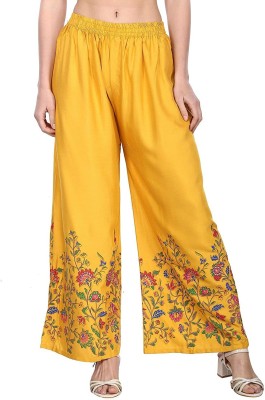 SriSaras Regular Fit Women Yellow Trousers