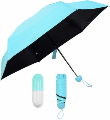 Dwiza Enterprise Ultra Light Mini Folding Compact Pocket Umbrella with Cute Capsule Case Umbrella(Blue)