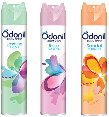 Odonil Jasmine fresh, Rose garden, Sandal bouquet Spray(3 x 270 ml)