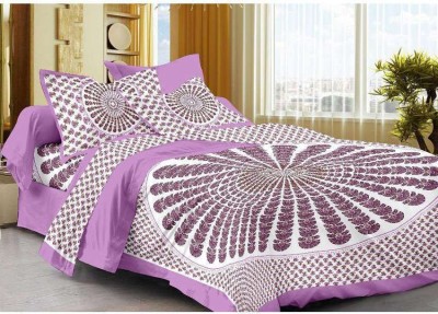 Bombay Spreads 144 TC Cotton Double Printed Flat Bedsheet(Pack of 1, Purple)