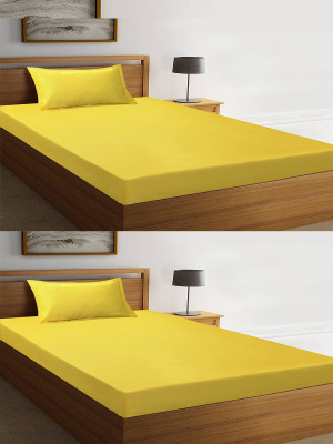 Flipkart SmartBuy 140 TC Microfiber Single Solid Flat Bedsheet(Pack of 2, Yellow)