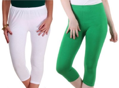 FeelBlue Women White, Light Green Capri