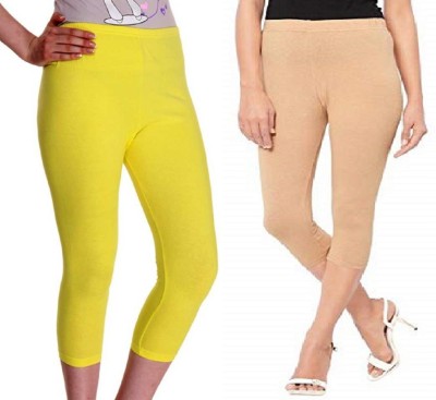 FeelBlue Women Beige, Yellow Capri