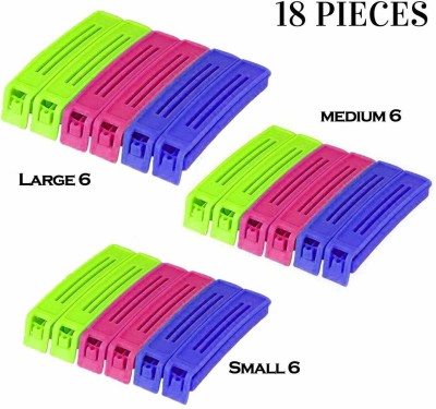 global carrat Pouch Sealing Clip Large , Medium , Small Plastic Pouch Sealing Clip(Set of 18, Green, Red, Blue)