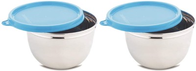 Signoraware Mixing Bowl Stainless Steel Container, 1350 ml + 1350 ml, Blue - 1350 ml Steel Grocery Container(Pack of 2, Blue, Silver)