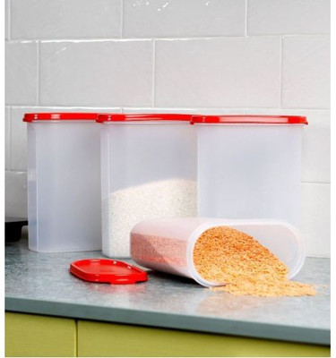 TUPPERWARE Plastic Grocery Container  - 2.3 L(Pack of 4, Red)