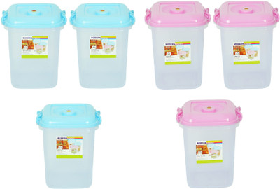 AK HUB Plastic Grocery Container  - 17 L(Pack of 6, Pink, Blue)