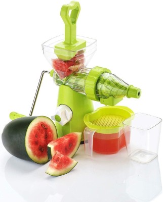 Nyamahsales Plastic Hand Juicer Plastic Handy all types of Modern Fruit & Vegetable Travel Juicer with 1 Jar and Steel Handle Vacuum Locking System, Shake, Smoothies(Green Pack of 1)