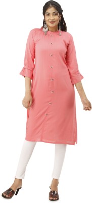 MFashions Women Solid A-line Kurta(Pink)