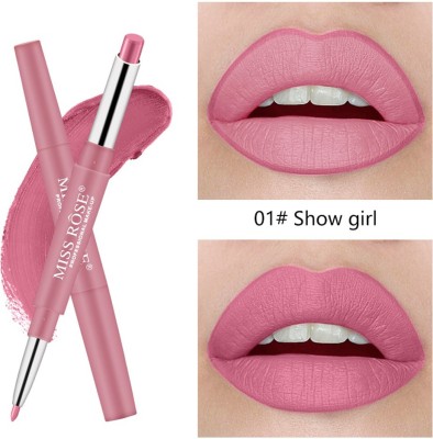 MISS ROSE 2 In 1 Double Ends Lip Liner Pencil Waterproof Matte Lipstick By (1) - Pack of 1(show girl)