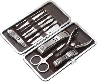evohome Manicure Pedicure Set 12 in 1 Stainless Steel Professional Grooming Nail Clippers Kit Scissors Tweezers Tools with Portable Luxurious PU Leather Travel Case