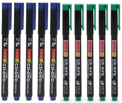 Camlin CD DVD Marker Pen(Set of 10, Blue, Green)