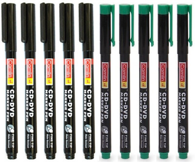 Camlin CD DVD Marker Pen(Set of 10, Black, Green)