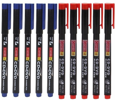 Camlin CD DVD Marker Pen(Set of 10, Blue, Red)