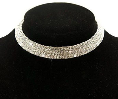 Shayna Stylish Latest Traditional Jewellery Silver Plated Choker Necklace for Women Silver Plated Alloy Choker