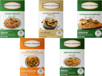 Mirza Sahab Spice Combo of 10 (2 Biryani Masala, 2 Lakhnavi Biryani Masala, 2 Dilli Special Achari Biryani Masala, 2 Hyderabadi Biryani Masala, 2 Sindhi Biryani Masala)(10 x 50 g) Mirza Sahab Spice Combo of 10 (2 Biryani Masala, 2 Lakhnavi Biryani Masala, 2 Dilli Special Achari Biryani Masala, 2 Hyderabadi Biryani Masala, 2 Sindhi Biryani Masala)(10 x 50 g)