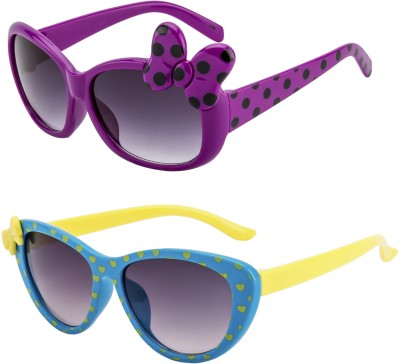 AMOUR Oval Sunglasses(For Girls, Violet, Blue)
