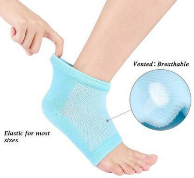 Classic deal Silicon Gel Heel Pad Socks Heel Cushion Heel Pain Relief Support Heel Support(Blue)