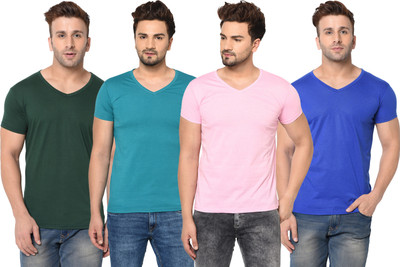 Adorbs Solid Men V Neck Reversible Multicolor T-Shirt
