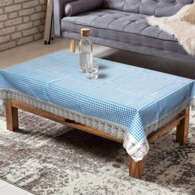DPA Collection Checkered 4 Seater Table Cover(Blue, PVC)