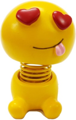 AFTERSTITCH Emoji Smiley Bobble Head Showpiece yellow color Cute Emoji(Yellow)