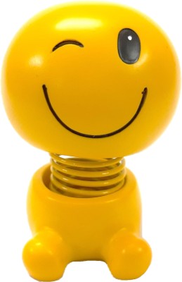 AFTERSTITCH Cute Smiley Bobble Head emoji Showpiece for gift and decoration(Yellow)