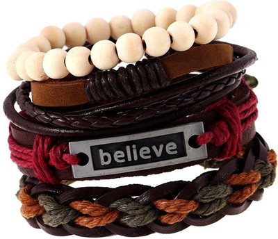 Jewelgenics Leather Bracelet Set(Pack of 4)