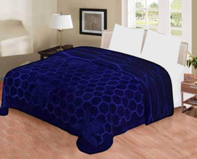 BLAN STAR Self Design Double Mink Blanket for  Heavy Winter(Microfiber, Blue)