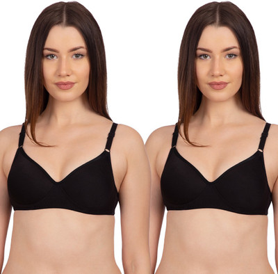 KOMLI Lightly Padded Women T-Shirt Lightly Padded Bra(Black)