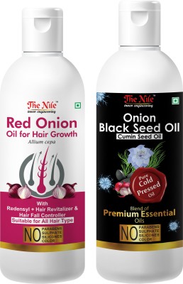 The Nile Red Onion Oil with Redensyl + Hair Revitalizer, Hair Regrowth & Hair Fall Control Hair Oil 100 ML + Onion Black Seed Hair Oil Preventing Hair Loss & Promoting Hair Growth Oil Oil 150 ML (Combo Offer of 2 Bottle) (250 ML) Hair Oil(250 ml)