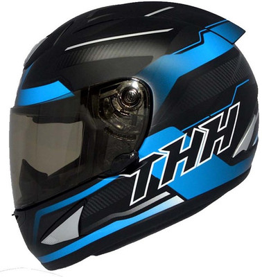 THH HELMETS TS-41 Arcade Full Face Single Shield Helmet (Black/Blue,...
