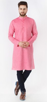 NAMA'S Men Solid Straight Kurta(Pink)