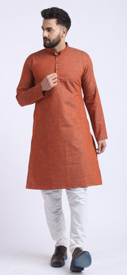 LOUIS MONARCH Men Solid Straight Kurta(Brown)