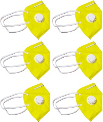 Shop & Shoppee KN95 with Respirator Filter Anti Infection Anti-Pollution Breathable Respiratory Face Mask-(6 Pcs) SnSM30_KN95Y6 Reusable, Washable(Yellow, Free Size, Pack of 6)