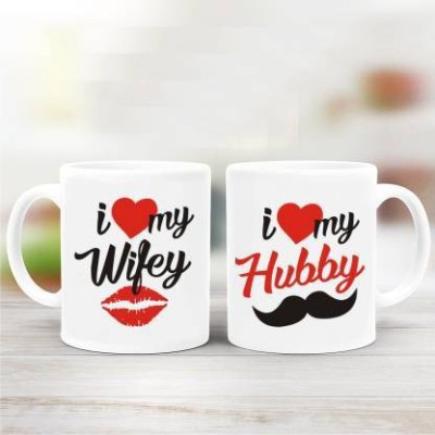 Plakasha creations Gift For Husband and Wife Quotes Couple Ceramic Coffee Set of 2 ( 320 Ml ) Ceramic Coffee Mug(320 ml, Pack of 2)