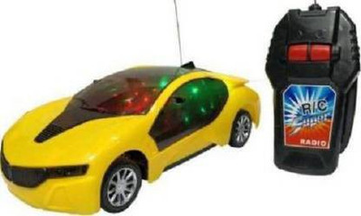 Kid Kraze Remote Control Fast Modern Car With 3D Light (Yellow)(Yellow)