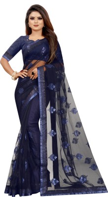 A P DESIGNER Embroidered Bollywood Net Saree(Black)