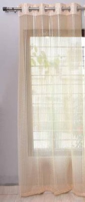 Batra Home Furnishing 151 cm (5 ft) Tissue Blackout Window Curtain Single Curtain(Self Design, Golden)
