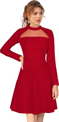 Fashion Tex Women Fit and Flare Red Dress