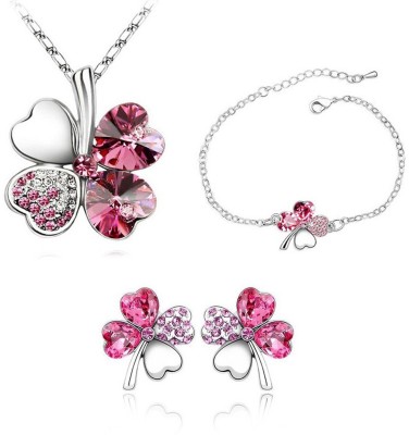 Sukkhi Alloy Rhodium Pink Jewellery Set(Pack of 1)