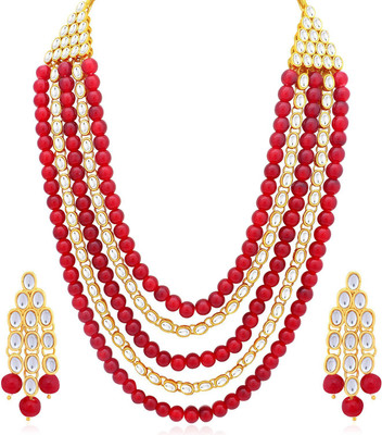 Sukkhi Alloy Gold-plated Red, White Jewellery Set(Pack of 1)