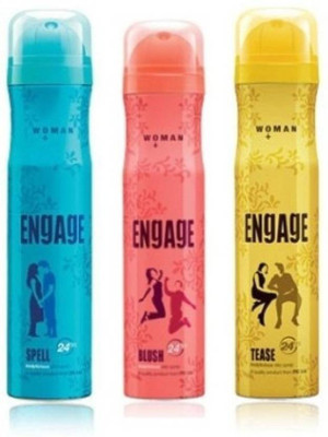 Engage Tease+Blush+Spell Deodorant Spray  -  For Women(150 ml, Pack of 3)