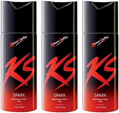 Kamasutra KS Deodorant Spark - Set of 3 Deodorant Spray  -  For Men & Women(150 ml, Pack of 3)