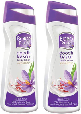 BOROPLUS Body Lotion DOODH KESAR 24 hrs. Moisturizing Lotion, Antiseptic For Soft Skin 300ml x 2(600 ml)